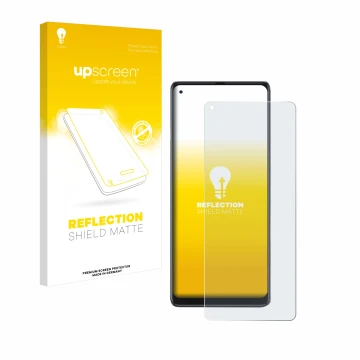 Parte frontale di una confezione del prodotto con il logo del marchio upscreen. Accanto è raffigurato il dispositivo Cubot Max