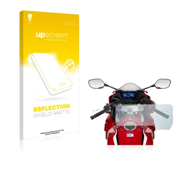 Parte frontale di una confezione del prodotto con il logo del marchio upscreen. Accanto è raffigurato il dispositivo Honda CBR