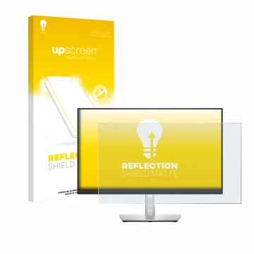 Parte frontale di una confezione del prodotto con il logo del marchio upscreen. Accanto è raffigurato il dispositivo Dell P242