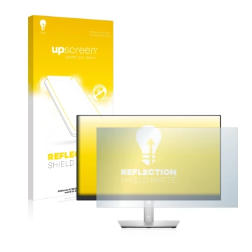 Parte frontale di una confezione del prodotto con il logo del marchio upscreen. Accanto è raffigurato il dispositivo Dell P242