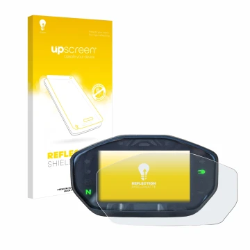 Parte frontale di una confezione del prodotto con il logo del marchio upscreen. Accanto è raffigurato il dispositivo Ducati Mo