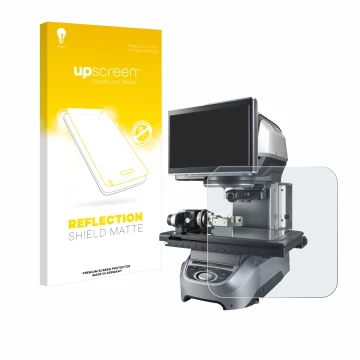 Parte frontale di una confezione del prodotto con il logo del marchio upscreen. Accanto è raffigurato il dispositivo Keyence I