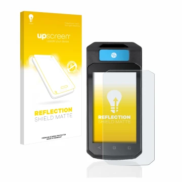 Parte frontale di una confezione del prodotto con il logo del marchio upscreen. Accanto è raffigurato il dispositivo Accu-Chek