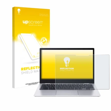 Parte frontale di una confezione del prodotto con il logo del marchio upscreen. Accanto è raffigurato il dispositivo Acer Chro