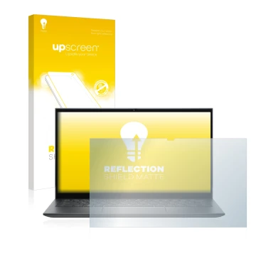 Parte frontale di una confezione del prodotto con il logo del marchio upscreen. Accanto è raffigurato il dispositivo Dell Insp