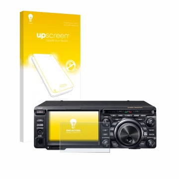 Parte frontale di una confezione del prodotto con il logo del marchio upscreen. Accanto è raffigurato il dispositivo Yaesu FT-