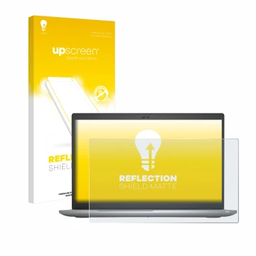 Parte frontale di una confezione del prodotto con il logo del marchio upscreen. Accanto è raffigurato il dispositivo Dell Lati