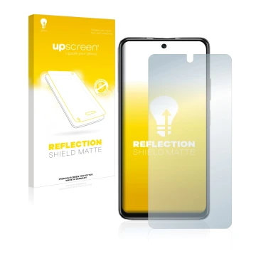 Parte frontale di una confezione del prodotto con il logo del marchio upscreen. Accanto è raffigurato il dispositivo Xiaomi Po