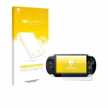 Parte frontale di una confezione del prodotto con il logo del marchio upscreen. Accanto è raffigurato il dispositivo Sony Play
