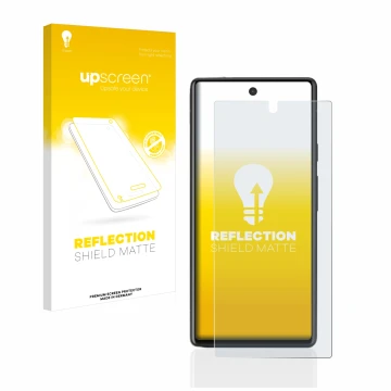 Parte frontale di una confezione del prodotto con il logo del marchio upscreen. Accanto è raffigurato il dispositivo Google Pi