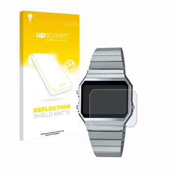 Parte frontale di una confezione del prodotto con il logo del marchio upscreen. Accanto è raffigurato il dispositivo Casio A70