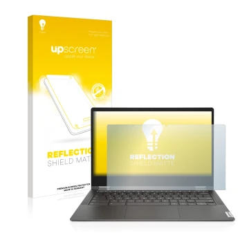 Parte frontale di una confezione del prodotto con il logo del marchio upscreen. Accanto è raffigurato il dispositivo Lenovo Id