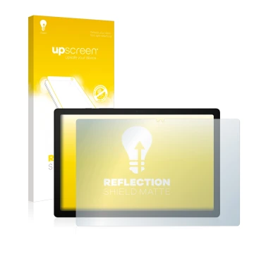 Parte frontale di una confezione del prodotto con il logo del marchio upscreen. Accanto è raffigurato il dispositivo Samsung G