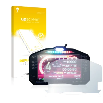Parte frontale di una confezione del prodotto con il logo del marchio upscreen. Accanto è raffigurato il dispositivo Starlane 