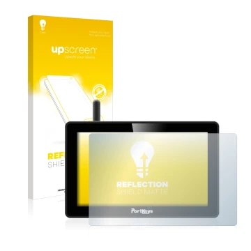 Parte frontale di una confezione del prodotto con il logo del marchio upscreen. Accanto è raffigurato il dispositivo Portkeys 