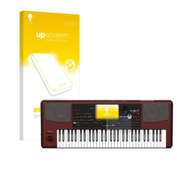 Parte frontale di una confezione del prodotto con il logo del marchio upscreen. Accanto è raffigurato il dispositivo KORG Pa10