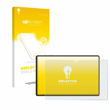 Parte frontale di una confezione del prodotto con il logo del marchio upscreen. Accanto è raffigurato il dispositivo Samsung G