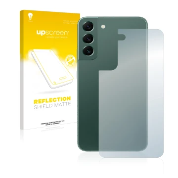 Parte frontale di una confezione del prodotto con il logo del marchio upscreen. Accanto è raffigurato il dispositivo Samsung G