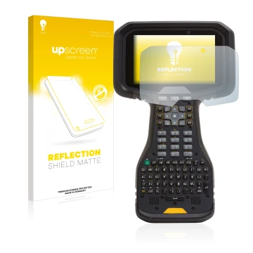 Parte frontale di una confezione del prodotto con il logo del marchio upscreen. Accanto è raffigurato il dispositivo Trimble T