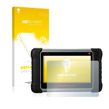 Parte frontale di una confezione del prodotto con il logo del marchio upscreen. Accanto è raffigurato il dispositivo Autel Max