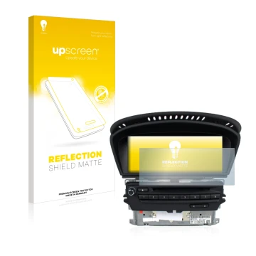 Parte frontale di una confezione del prodotto con il logo del marchio upscreen. Accanto è raffigurato il dispositivo BMW 3 E93