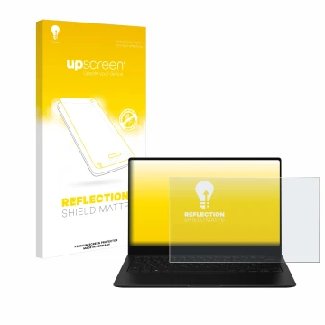 Parte frontale di una confezione del prodotto con il logo del marchio upscreen. Accanto è raffigurato il dispositivo Samsung G