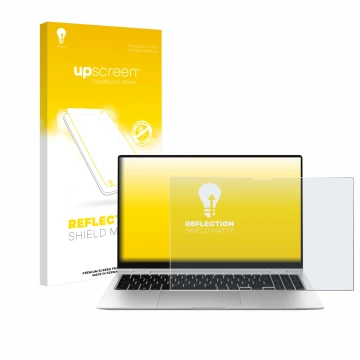 Parte frontale di una confezione del prodotto con il logo del marchio upscreen. Accanto è raffigurato il dispositivo Samsung G