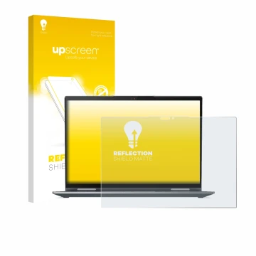 Parte frontale di una confezione del prodotto con il logo del marchio upscreen. Accanto è raffigurato il dispositivo Lenovo Th