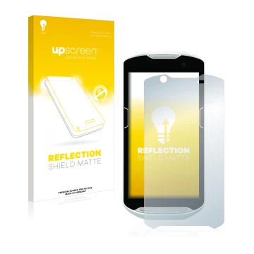 Parte frontale di una confezione del prodotto con il logo del marchio upscreen. Accanto è raffigurato il dispositivo Zebra TC5