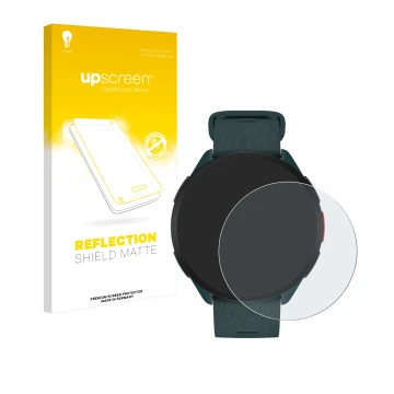 Parte frontale di una confezione del prodotto con il logo del marchio upscreen. Accanto è raffigurato il dispositivo Polar Pac