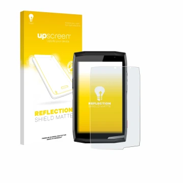 Parte frontale di una confezione del prodotto con il logo del marchio upscreen. Accanto è raffigurato il dispositivo Crosscall