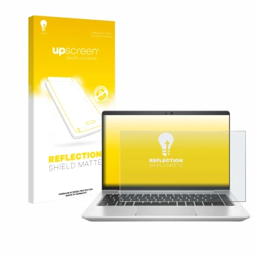 Parte frontale di una confezione del prodotto con il logo del marchio upscreen. Accanto è raffigurato il dispositivo HP EliteB