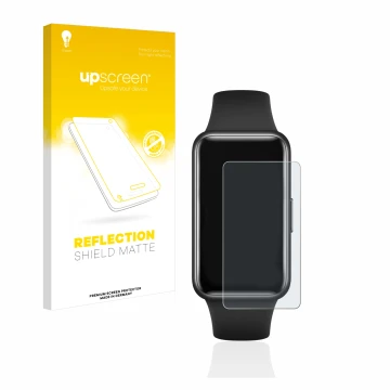 Parte frontale di una confezione del prodotto con il logo del marchio upscreen. Accanto è raffigurato il dispositivo Huawei Ba