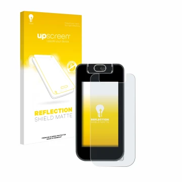 Parte frontale di una confezione del prodotto con il logo del marchio upscreen. Accanto è raffigurato il dispositivo Vtech Kid