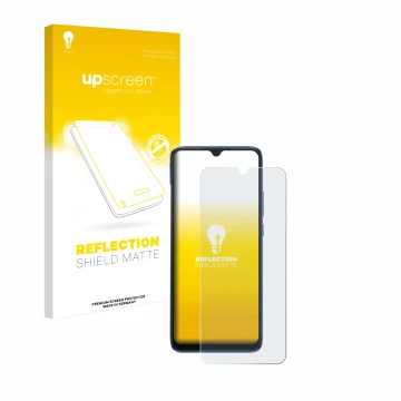 Parte frontale di una confezione del prodotto con il logo del marchio upscreen. Accanto è raffigurato il dispositivo Xiaomi Re