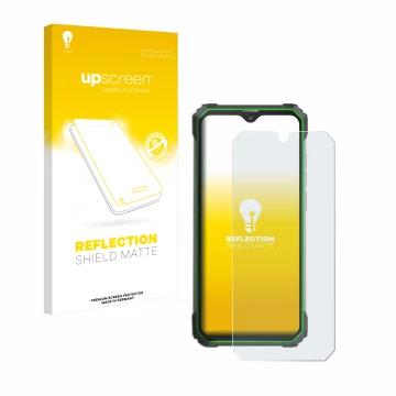 Parte frontale di una confezione del prodotto con il logo del marchio upscreen. Accanto è raffigurato il dispositivo Blackview