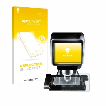 Parte frontale di una confezione del prodotto con il logo del marchio upscreen. Accanto è raffigurato il dispositivo Keyence L