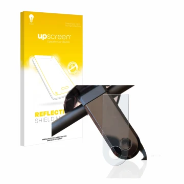 Parte frontale di una confezione del prodotto con il logo del marchio upscreen. Accanto è raffigurato il dispositivo NIU KQi3 