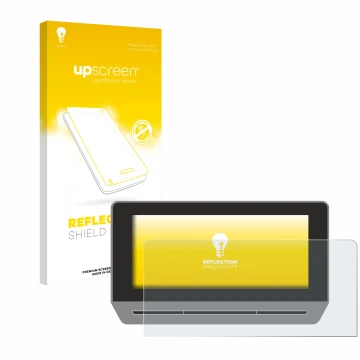 Parte frontale di una confezione del prodotto con il logo del marchio upscreen. Accanto è raffigurato il dispositivo Seat Leon