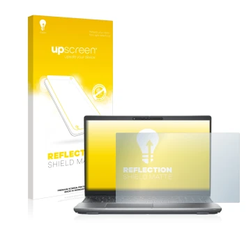 Parte frontale di una confezione del prodotto con il logo del marchio upscreen. Accanto è raffigurato il dispositivo Dell Lati