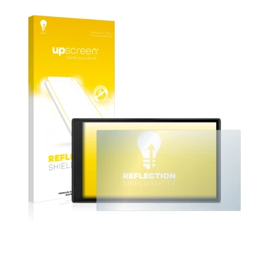 Parte frontale di una confezione del prodotto con il logo del marchio upscreen. Accanto è raffigurato il dispositivo Garmin Dr