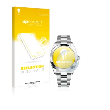 Parte frontale di una confezione del prodotto con il logo del marchio upscreen. Accanto è raffigurato il dispositivo Rolex Dat