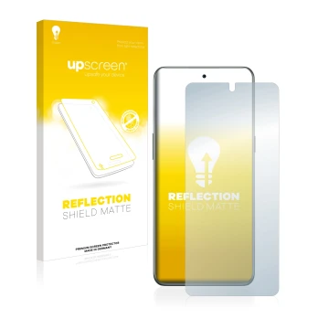 Parte frontale di una confezione del prodotto con il logo del marchio upscreen. Accanto è raffigurato il dispositivo OnePlus 1