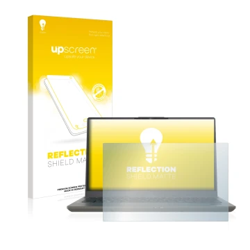 Parte frontale di una confezione del prodotto con il logo del marchio upscreen. Accanto è raffigurato il dispositivo Fujitsu L