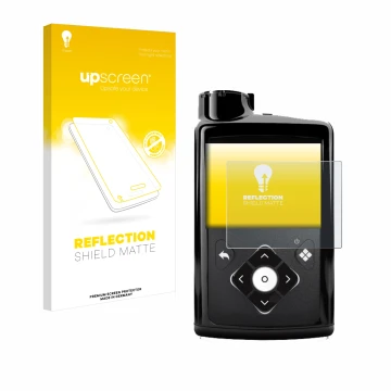 Parte frontale di una confezione del prodotto con il logo del marchio upscreen. Accanto è raffigurato il dispositivo Medtronic