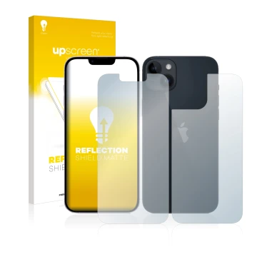 Parte frontale di una confezione del prodotto con il logo del marchio upscreen. Accanto è raffigurato il dispositivo Apple iPh