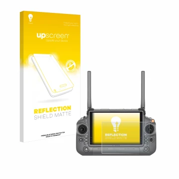 Parte frontale di una confezione del prodotto con il logo del marchio upscreen. Accanto è raffigurato il dispositivo DJI RC Pl