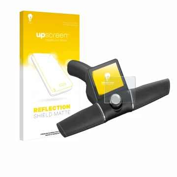 Parte frontale di una confezione del prodotto con il logo del marchio upscreen. Accanto è raffigurato il dispositivo Motocaddy