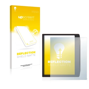 Parte frontale di una confezione del prodotto con il logo del marchio upscreen. Accanto è raffigurato il dispositivo PocketBoo