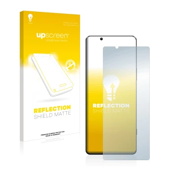 Parte frontale di una confezione del prodotto con il logo del marchio upscreen. Accanto è raffigurato il dispositivo Sony Xper